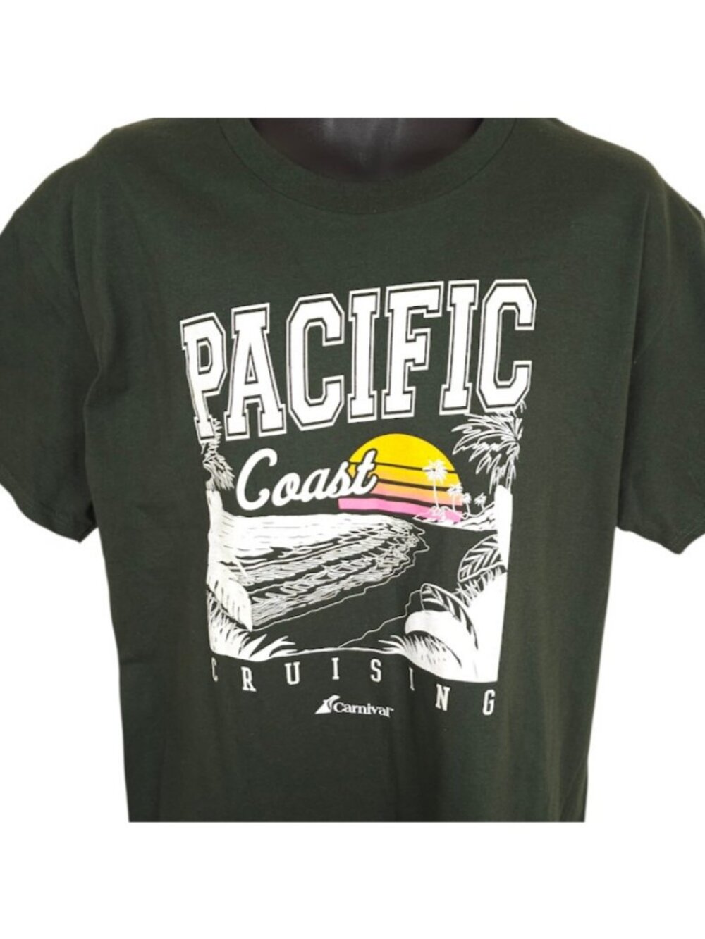 Pacific Coast Cruising T Shirt Mens Size Large Green Carnival Cruises